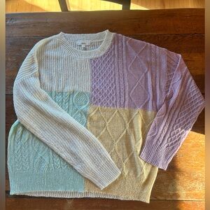 Vintage style!! 90’s look Mine Multicolor Knit Crewneck Sweater, size large